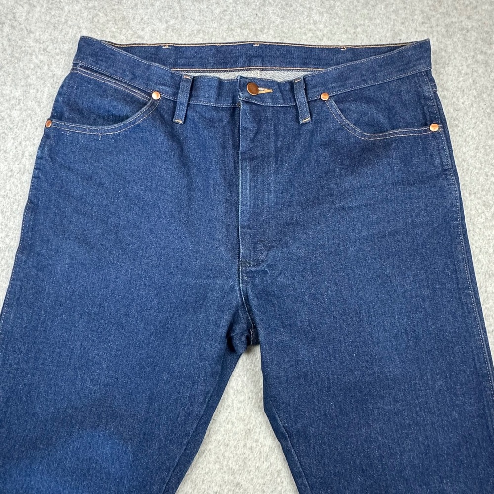 Wrangler Y2K 13MWZ Cowboy Cut Mens Jeans 36x34 Indigo Blue Straight Leg Denim - Picture 6 of 12